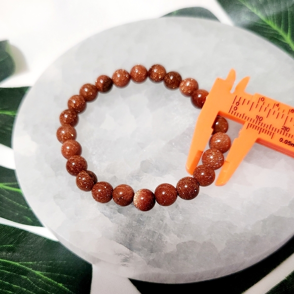 Gold Sandstone Beaded Stretch Bracelet - Picture 2 of 4